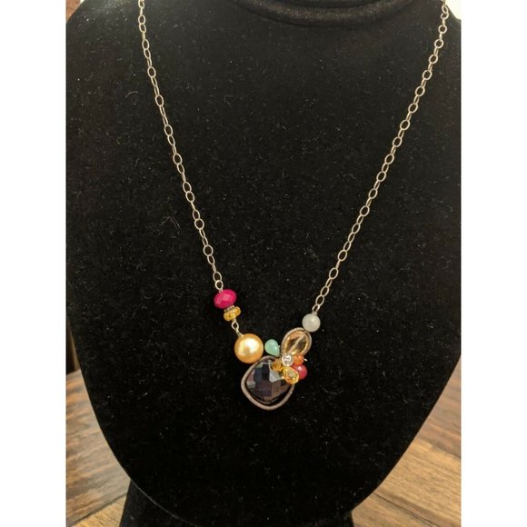 Anna Belkan Sterling Gemstone Bead Chain Necklace - Picture 6 of 8